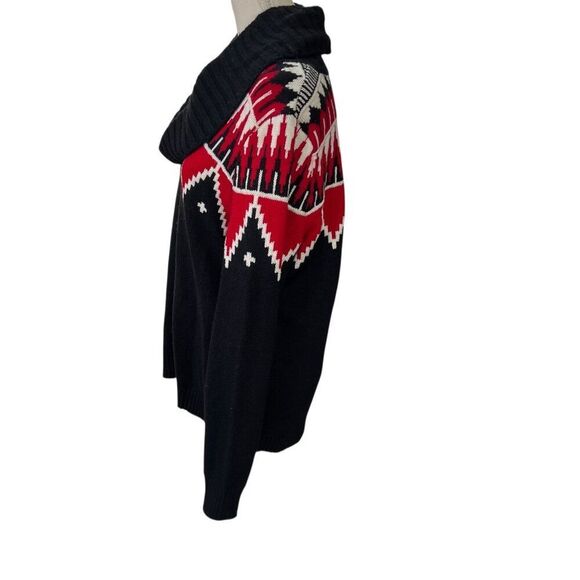 Lauren Ralph Lauren Fair Isle Pattern Cowl Neck Thick Knit Wool Blend Sweater Si - Picture 2 of 5